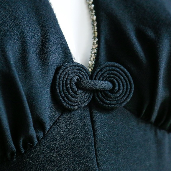 Black Halter Neck Maxi Dress with Rhinestone Detail - Picture 7 of 8